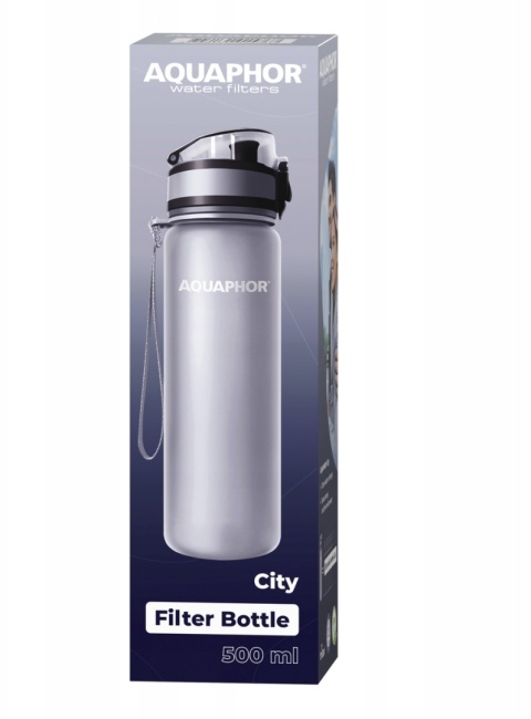 Butelka filtrująca z Tritanu Aquaphor City 0,5L Szara + 1 filtr + SZCZOTKA
