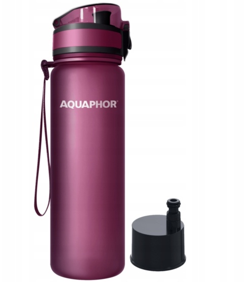 Butelka filtrująca z Tritanu Aquaphor City 0,5L Bordowa + 1 filtr + SZCZOTKA