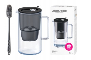 Dzbanek szklany Aquaphor Glass 2,5l + filtr Maxfor+ MG, CZARNY + SZCZOTKA