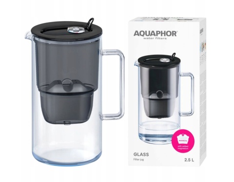 Dzbanek filtrujący Aquaphor Glass 2,5l + filtr Maxfor+ MG, CZARNY + SZCZOTKA