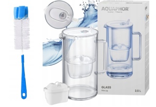 Dzbanek filtrujący Aquaphor Glass 2,5l + filtr Maxfor+ MG, BIAŁY + SZCZOTKA