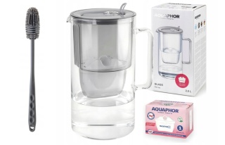 Dzbanek szklany Aquaphor Glass 2,5l + filtr Maxfor+ MG, SZARY + SZCZOTKA