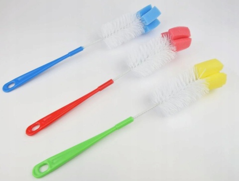 Szczotka do mycia butelek, szklanek, słoików z gąbką - 1 szt.