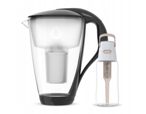 Szklany Dzbanek Dafi CRYSTAL Czarny Classic + Beżowa Butelka Solid 0,5