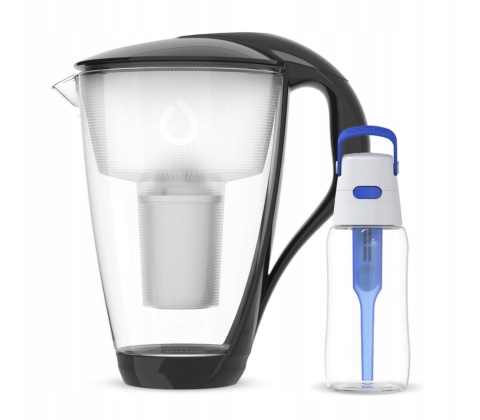 Szklany Dzbanek Dafi CRYSTAL Czarny Classic + Niebieska Butelka Solid 0,5