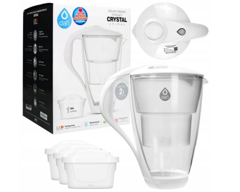 Szklany dzbanek Dafi CRYSTAL LED 2L BIAŁY + 3 wkładów Unimax