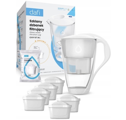 Szklany dzbanek Dafi CRYSTAL LED 2L BIAŁY + 6 wkładów Unimax