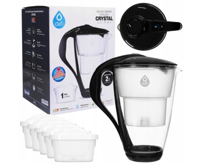 Szklany dzbanek Dafi CRYSTAL LED 2L CZARNY + 5 wkładów Unimax