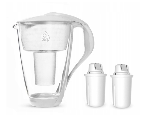 Szklany dzbanek filtrujący Dafi CRYSTAL LED 2L BIAŁY + 2 wkłady Classic