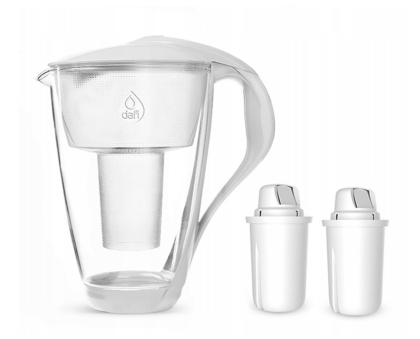Szklany dzbanek filtrujący Dafi CRYSTAL LED 2L BIAŁY + 2 wkłady Classic