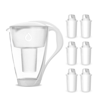 Szklany dzbanek filtrujący Dafi CRYSTAL LED 2L BIAŁY + 6 wkłady Classic