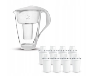 Szklany dzbanek filtrujący Dafi CRYSTAL LED 2L BIAŁY + 8 wkłady Classic