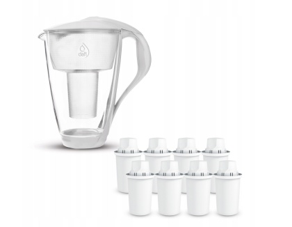 Szklany dzbanek filtrujący Dafi CRYSTAL LED 2L BIAŁY + 8 wkłady Classic