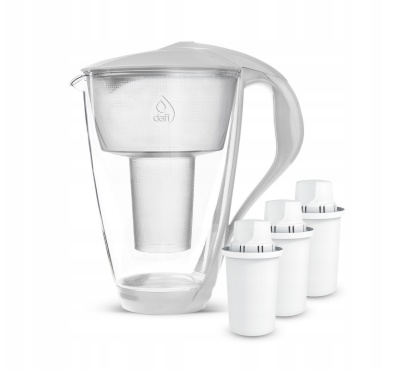 Szklany dzbanek filtrujący Dafi CRYSTAL LED 2L BIAŁY + 3 wkłady Classic
