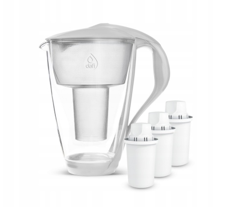 Szklany dzbanek filtrujący Dafi CRYSTAL LED 2L BIAŁY + 3 wkłady Classic