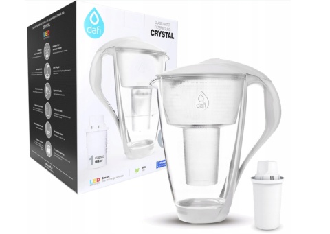 Szklany dzbanek filtrujący Dafi CRYSTAL LED 2L BIAŁY + wkład Classic