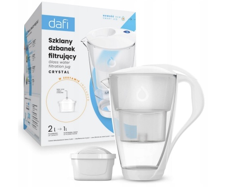Szklany dzbanek filtrujący Dafi CRYSTAL LED 2L BIAŁY + wkład Unimax