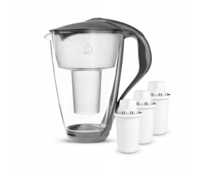 Szklany dzbanek filtrujący Dafi CRYSTAL LED 2L STALOWY + 3 wkłady Classic