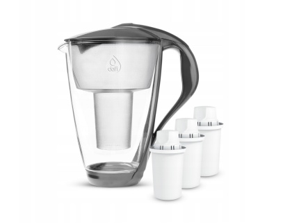Szklany dzbanek filtrujący Dafi CRYSTAL LED 2L STALOWY + 3 wkłady Classic