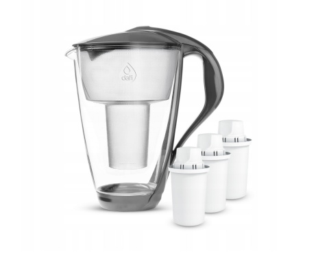 Szklany dzbanek filtrujący Dafi CRYSTAL LED 2L STALOWY + 3 wkłady Classic