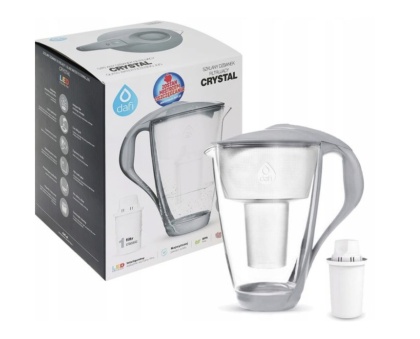 Szklany dzbanek filtrujący Dafi CRYSTAL LED 2L STALOWY + wkład Classic