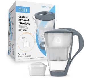 Szklany dzbanek filtrujący Dafi CRYSTAL LED 2L STALOWY + wkład Unimax