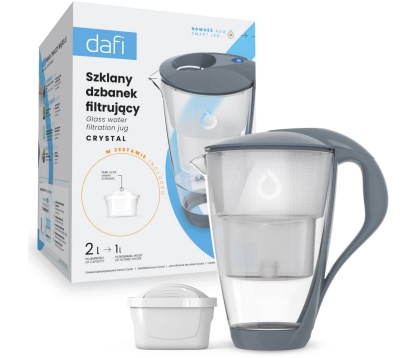 Szklany dzbanek filtrujący Dafi CRYSTAL LED 2L STALOWY + wkład Unimax