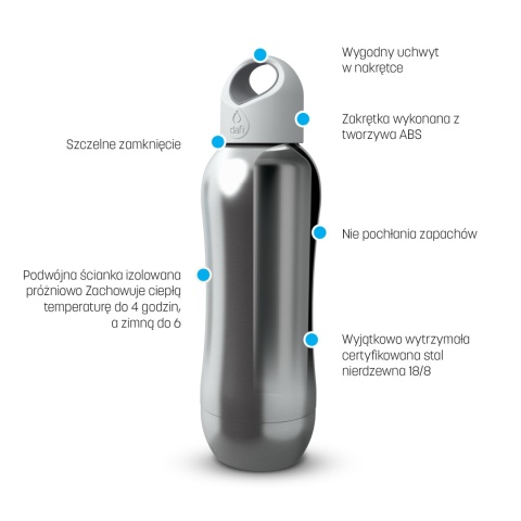 Butelka Termiczna Dafi 480 ml SHAPE Termos 480 ml Stalowa + SZCZOTKA