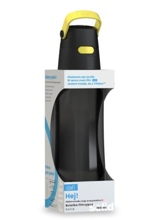 Butelka filtrująca Dafi SOLID 0,7l Czarna Cytrynowa + filtr + SZCZOTKA