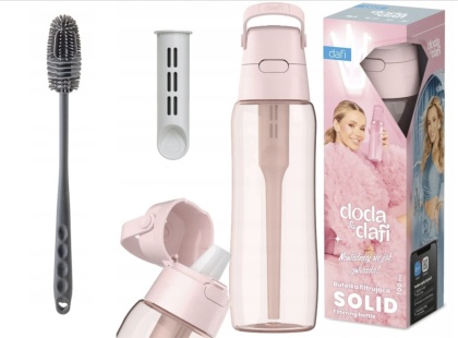 Butelka filtrująca Dafi SOLID 0,7l pudrowy róż DODA + filtr + SZCZOTKA