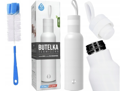 Butelka termiczna Dafi EASY stal nierdzewna 490 ml biała + SZCZOTKA