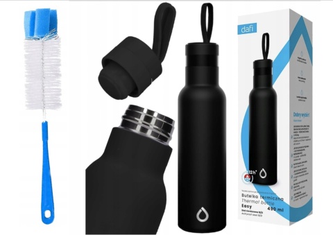 Butelka termiczna Dafi EASY stal nierdzewna 490 ml czarna + SZCZOTKA