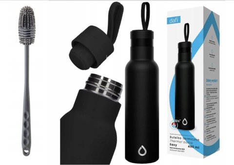 Butelka termiczna Dafi EASY stal nierdzewna 490 ml czarna + SZCZOTKA
