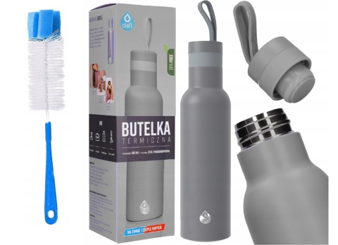 Butelka termiczna Dafi EASY stal nierdzewna 490 ml szara + SZCZOTKA