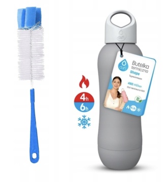 Butelka termiczna Dafi SHAPE PLUS szara termos 480 ml + SZCZOTKA
