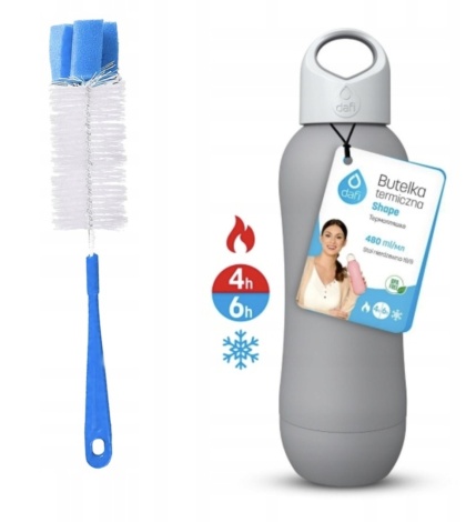 Butelka termiczna Dafi SHAPE PLUS szara termos 480 ml + SZCZOTKA