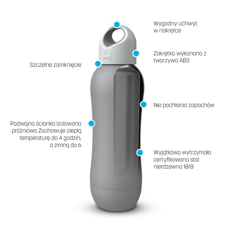 Butelka termiczna Dafi SHAPE PLUS szara termos 480 ml + SZCZOTKA