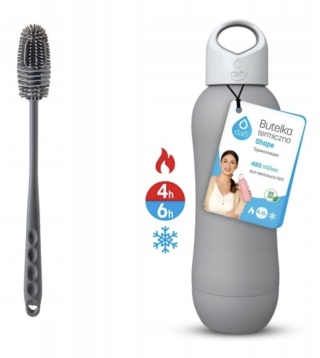 Butelka termiczna Dafi SHAPE PLUS szara termos 480 ml + SZCZOTKA