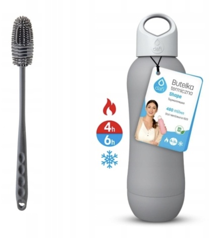 Butelka termiczna Dafi SHAPE PLUS szara termos 480 ml + SZCZOTKA