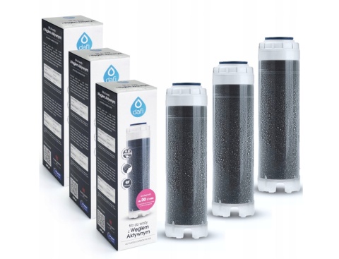 Filtr wkład do wody DAFI z węglem aktywnym 10 cali 25 mikron - 3 szt