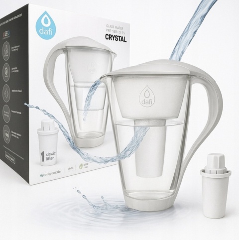 Szklany dzbanek Dafi CRYSTAL LED 2L BIAŁY + wkład Classic + SZCZOTKA