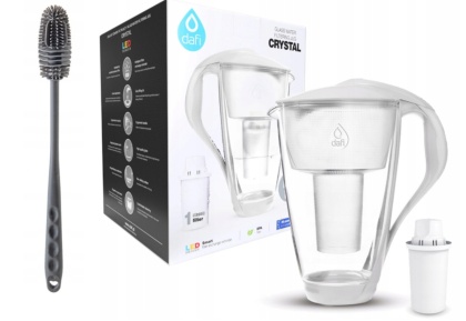 Szklany dzbanek Dafi CRYSTAL LED 2L BIAŁY + wkład Classic + SZCZOTKA