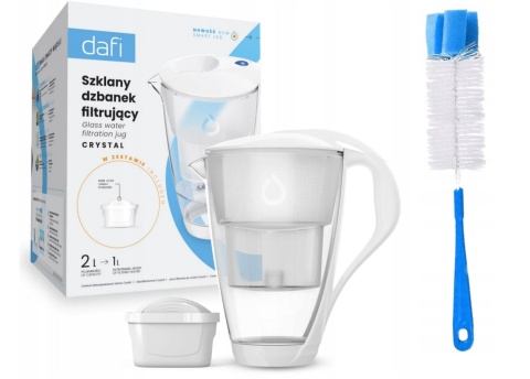 Szklany dzbanek Dafi CRYSTAL LED 2L BIAŁY + wkład Unimax + SZCZOTKA