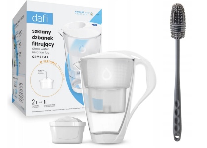 Szklany dzbanek Dafi CRYSTAL LED 2L BIAŁY + wkład Unimax + SZCZOTKA