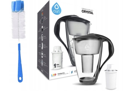 Szklany dzbanek Dafi CRYSTAL LED 2L CZARNY + wkład Classic + SZCZOTKA