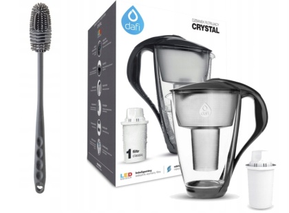 Szklany dzbanek Dafi CRYSTAL LED 2L CZARNY + wkład Classic + SZCZOTKA