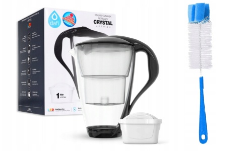 Szklany dzbanek Dafi CRYSTAL LED 2L CZARNY + wkład Unimax + SZCZOTKA