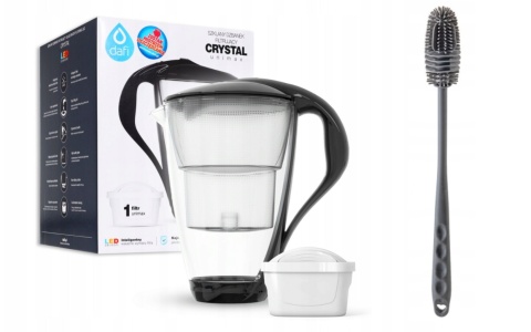 Szklany dzbanek Dafi CRYSTAL LED 2L CZARNY + wkład Unimax + SZCZOTKA