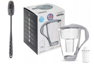 Szklany dzbanek Dafi CRYSTAL LED 2L STALOWY + wkład Classic + SZCZOTKA