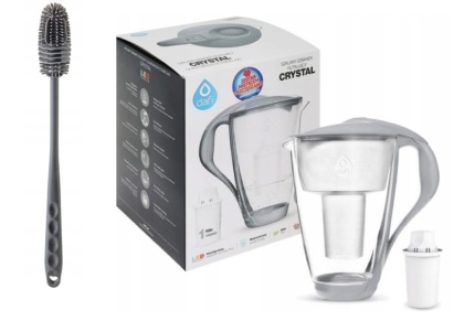 Szklany dzbanek Dafi CRYSTAL LED 2L STALOWY + wkład Classic + SZCZOTKA
